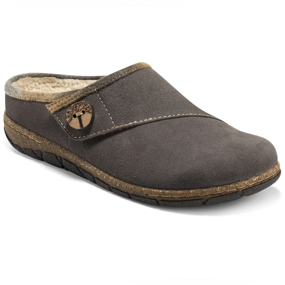 Earth Origins Ezra slip on clogs 9.5 grey suede leather slippers cozy casual